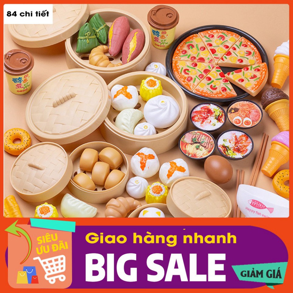 Bộ đồ nấu ăn mini thật 31, 84 món cho trẻ em, bé gái bằng nhựa, đồ chơi nhà bếp