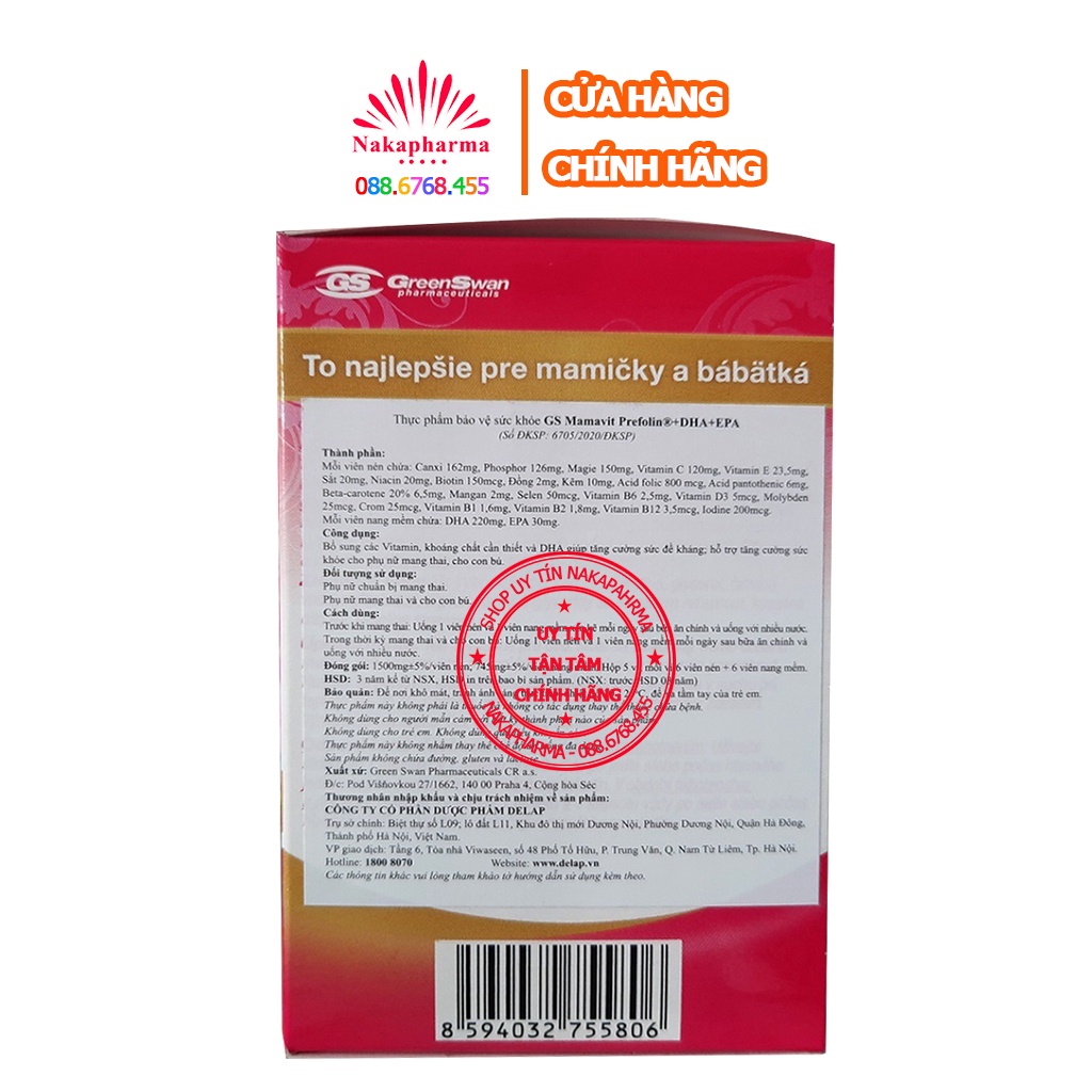 [KÈM QUÀ] GS Mamavit Prefolin + DHA từ Séc – Bổ sung vitamin và khoáng chất cho bà bầu, giúp thai kỳ khỏe mạnh