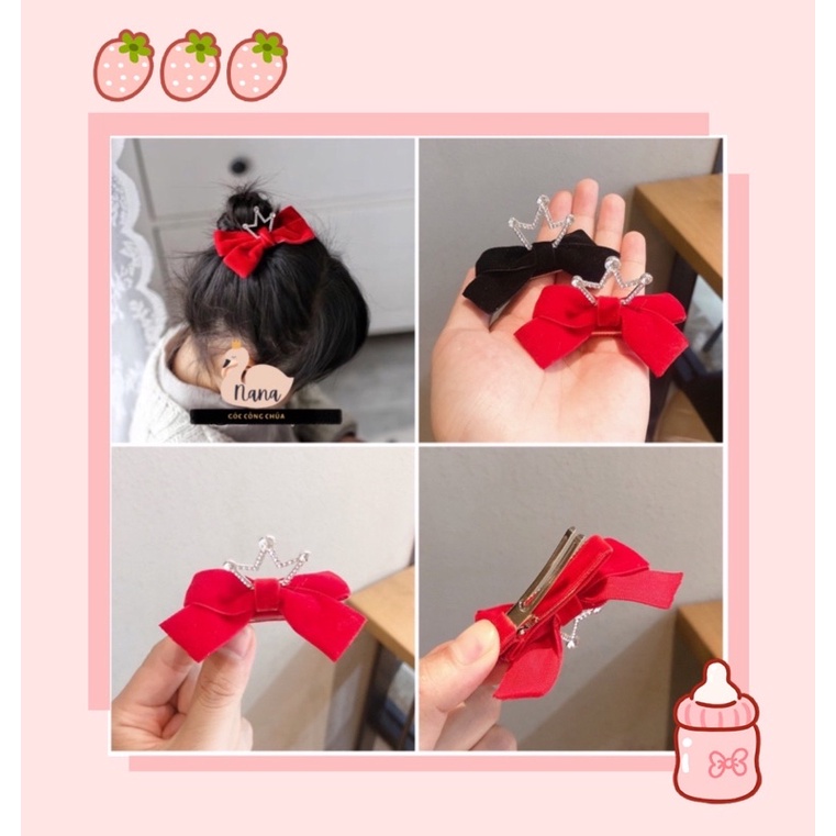 Kẹp nơ nhung VƯƠNG MIỆN dễ thương cho bé