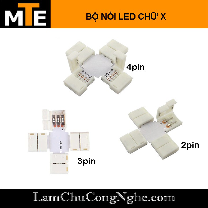 Bộ nối Led CHỮ X loại 10mm 2PIN, 3PIN, 4PIN – Sử dụng cho dây led