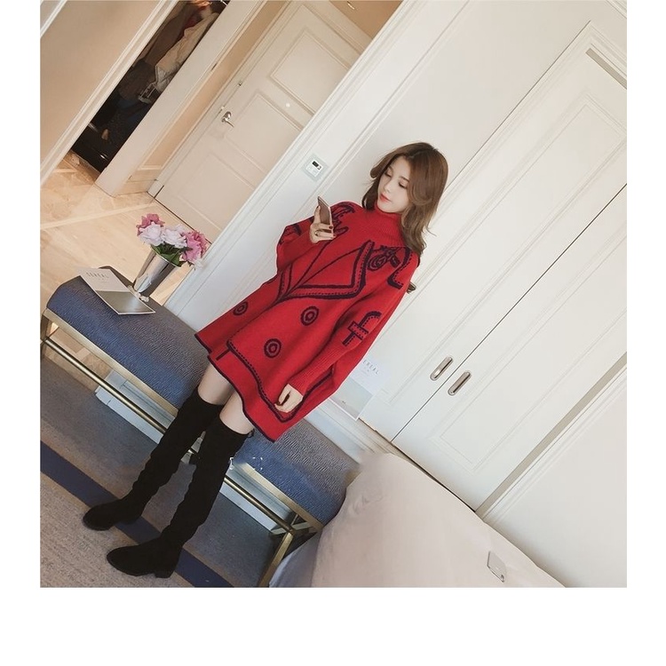 ❤❤Áo Choàng Len Cổ Lọ Dài Trung Bình Màu Đỏ Phong Cách Hàn Quốc Mùa Thu Đông Dành Cho Bạn Nữ | BigBuy360 - bigbuy360.vn