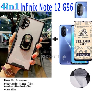 Infinix NOTE 12 G96 Phim Kính Cường Lực Gốm 4in1 Cho NOTE 12 G88 / HOT 12i 12 Play 12 Vỏ Mềm Chống Sốc Trong Suốt Sang Trọng Mới Và Da Phim Ống Kính Máy Ảnh Và Carbon