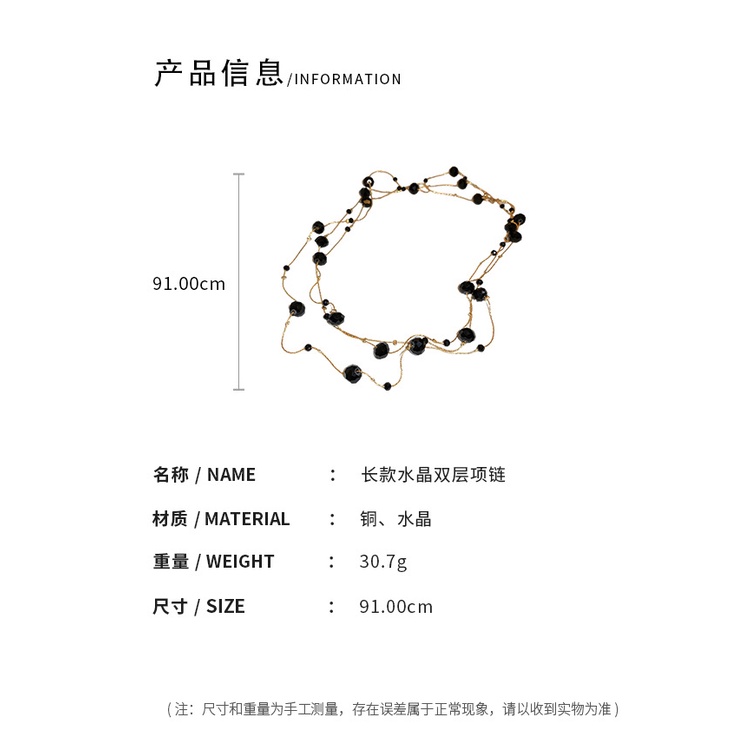 DREJEW Dây chuyền  nhiều lớp dáng dài đính đá pha lê phong cách Âu Mỹ độc đáo
