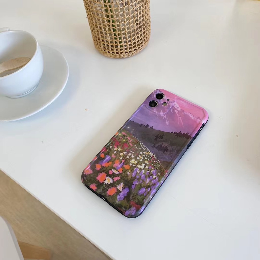 Ốp điện thoại in hoa tranh sơn dầu tím dành cho iPhone11 11Promax 7Plus 7 8 8 X XR XSmax SE2020 | BigBuy360 - bigbuy360.vn
