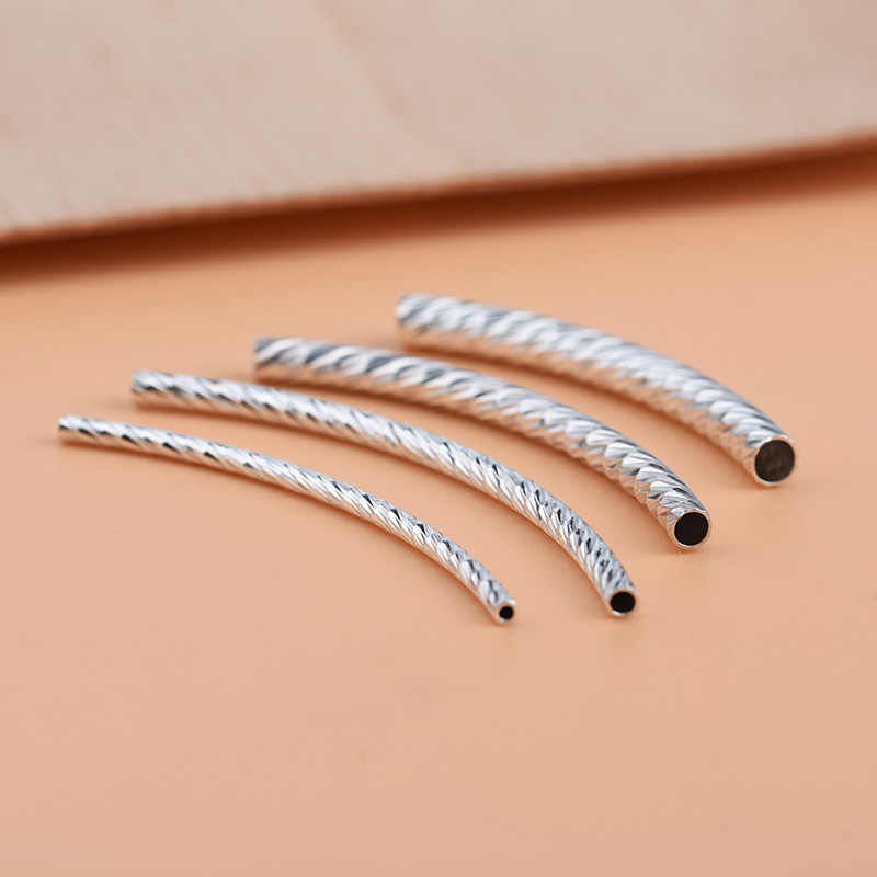 Charm ống bạc loại xoắn - Charm Bạc 925 - Dùng Để Mix Vòng Tay