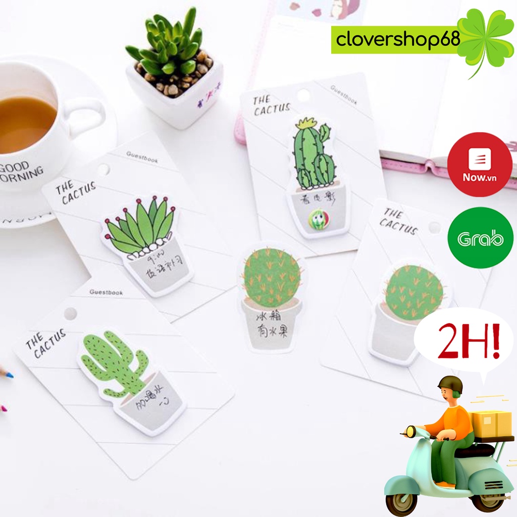 Tập giấy note xương rồng 30 tờ   Clovershop68