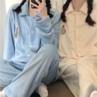 Order_ bộ ngủ bông thêu gấu lông mịn n184