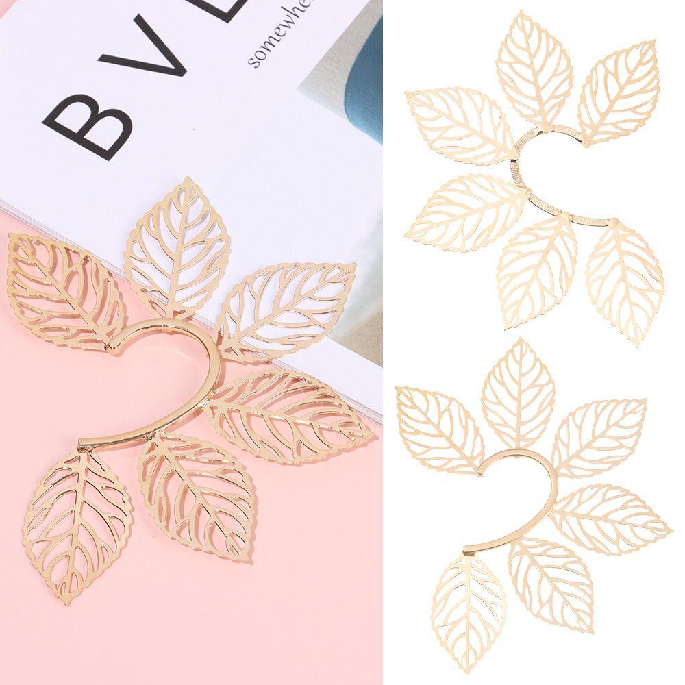 Khuyên Vành Tai Kim Loại Hình Lá Cây Thời Trang