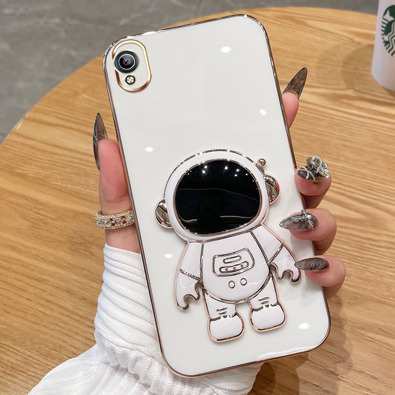 Ốp Điện Thoại Màu Kẹo Hình Phi Hành Gia Có Giá Đỡ Cho VIVO Y91C Y91 Y1S