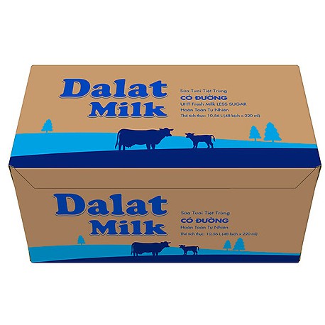 THÙNG 48 TÚI SỮA ĐÀ LẠT (DALAT) MILK 220ML (48 túi x 220ml)