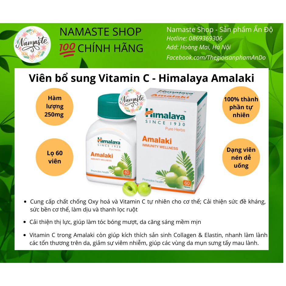 [XẢ DATE 7/2024] Himalaya Amalaki - Viên uống bổ sung Vitamin C