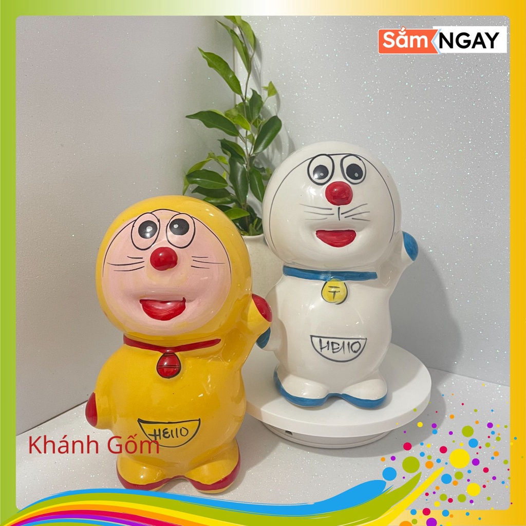 Heo đất tiết kiệm Doremon- heo size đại- chất liệu sứ Bát Tràng siêu bền đẹp ung ở nhiệt độ 1300 độ C,khử hết chì và độc