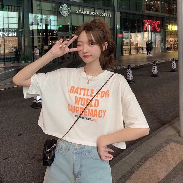 Áo Ulzzang FREESHIP Áo Croptop Form Rộng Ulzzang [áo croptop