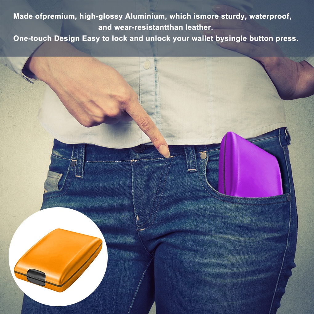 Smart Wallet Blocking Credit Card Holder Case Aluminum Waterproof Deposit Withdrawal Notecase
