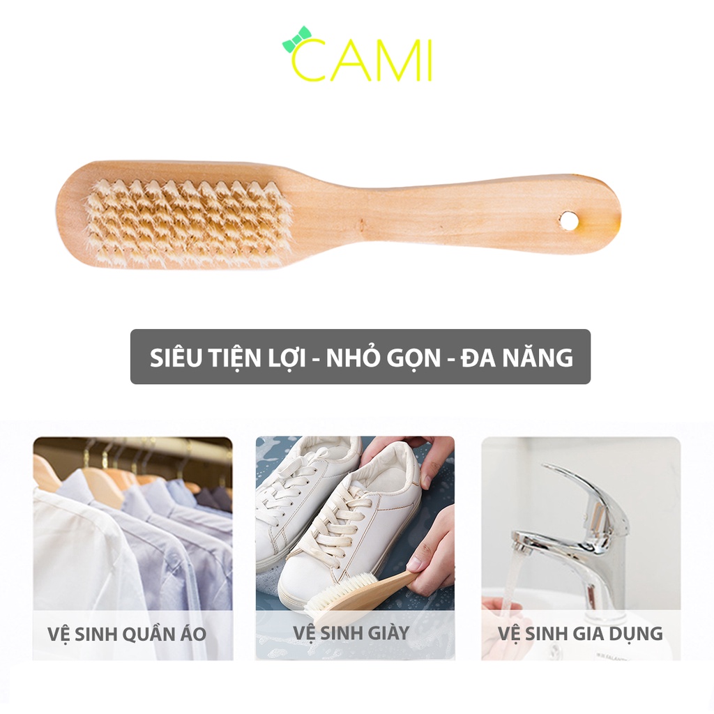 Bàn chải cán gỗ, sợ nhựa cao cấp vệ sinh giày dép, đồ gia dụng, quần áo - Cami - CMPK241