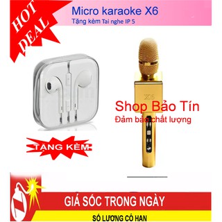 Micro X6 hát karaoke nghe nhạc Tặng kèm Tai nghe IP5 thế hệ 2017