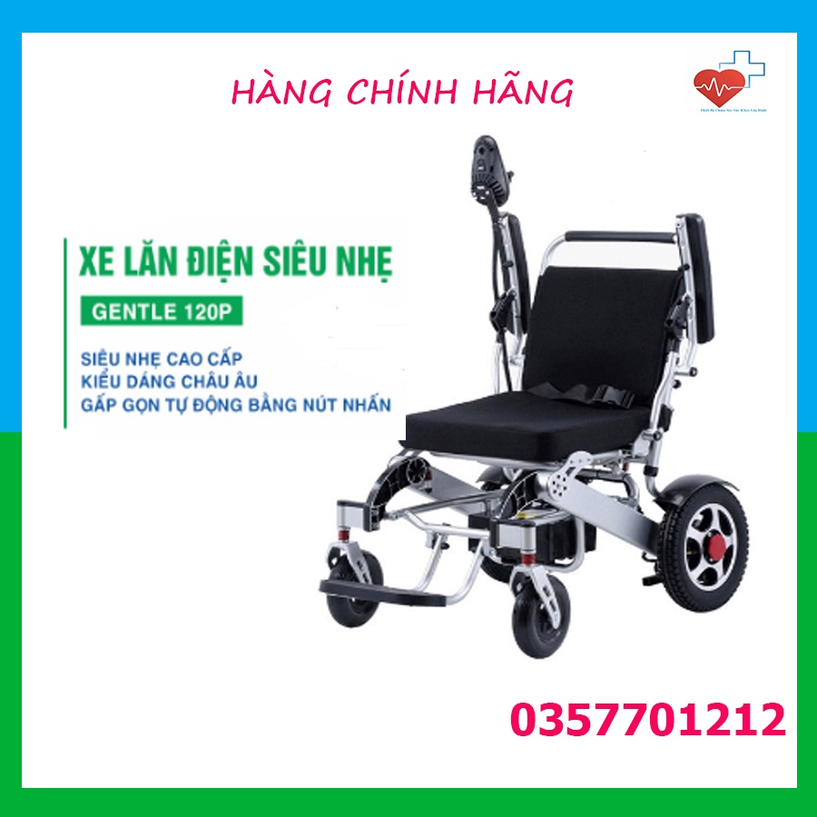 Xe lăn điện siêu nhẹ GENTLE 120P kiểu dáng châu Âu | Xe lăn cao cấp tự động cho người khuyết tật | HÀNG CHÍNH HÃNG