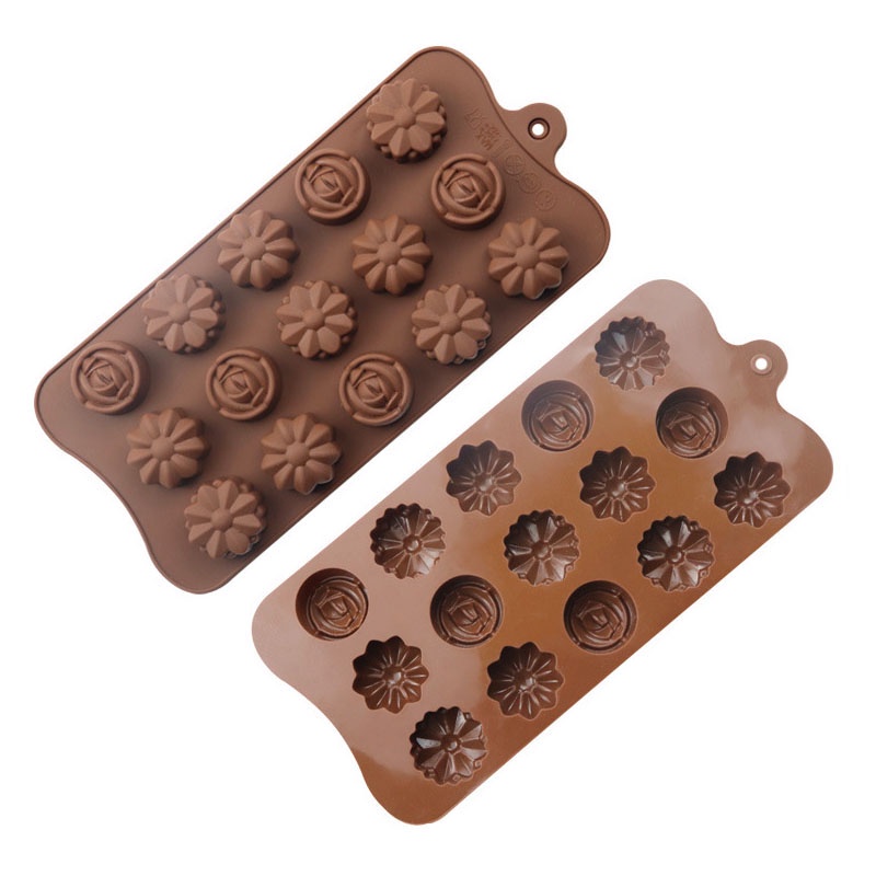 Khuôn Silicon Làm Bánh Kẹo Không Chứa Bpa Hình Hoa 3D DIY