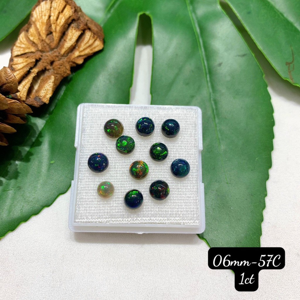 Mặt Đá Opal Tròn Xanh Đen 4A Vừa Cập Bến Size 4-10mm