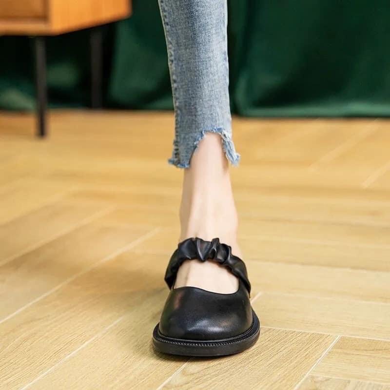 Giày sục quai chun tiểu thư, dễ thương - Giày nữ da cao cấp phong cách Ulzang, công chúa bánh bèo