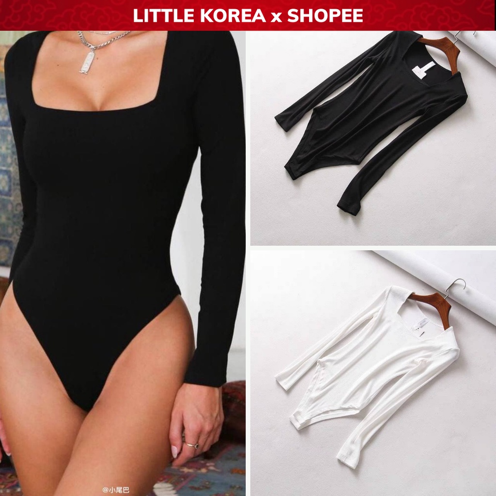 Áo Bodysuit Nữ Dài Tay, Áo Bó Nữ Tay Dài Cổ Vuông F.21 - LITTLE KOREA