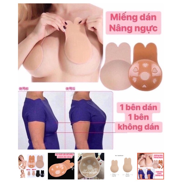 Miếng dán nâng ngực Silicon tai thỏ dễ thương - 1 cặp _dán nâng ngực có đệm hình tai thỏ siêu bền
