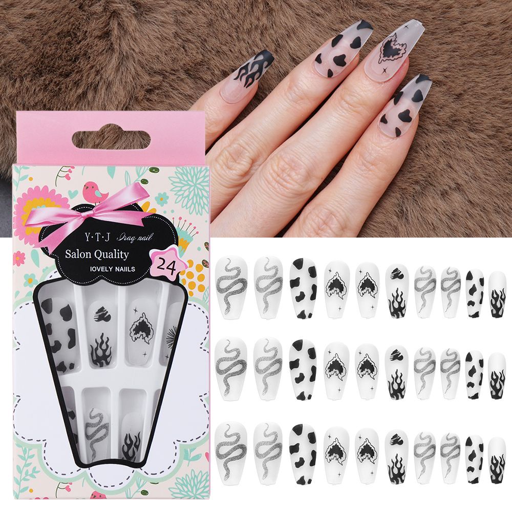 [Hàng mới về] Set 24 Móng Tay Giả Dáng Dài Có Thể Tháo Rời Tiện Dụng Hợp Thời Trang