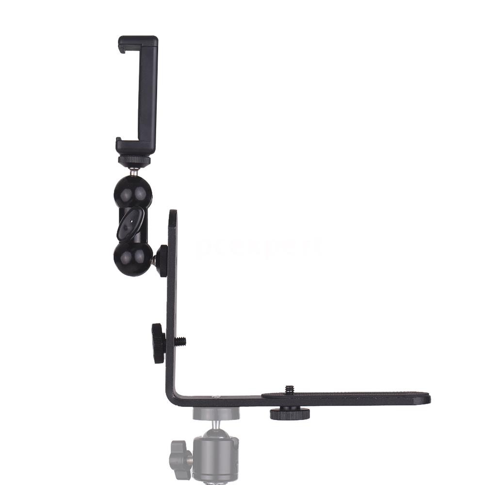 PCER◆ Vertical L-Shape Bracket Camera Stand + Flexible Smartphone Ballhead Stand + Adjustable Phone