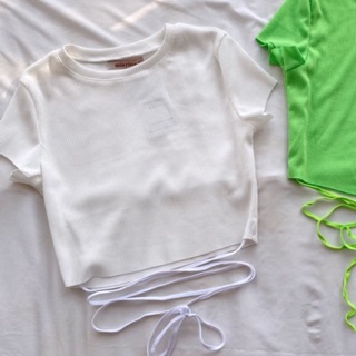 𝐌𝐈𝐀 𝐑𝐈𝐓𝐓𝐀💗 Áo croptop tăm cộc tay buộc dây eo 💖 Áo kiểu nữ dáng ngắn sexy A1906