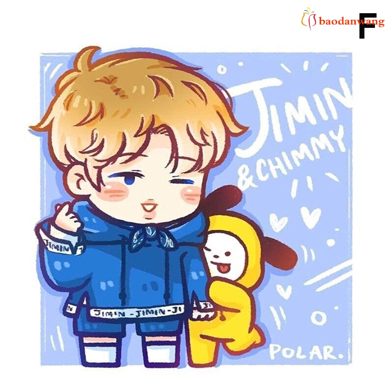 Bộ tranh đính đá 5D hạt tròn toàn diện hình BT21