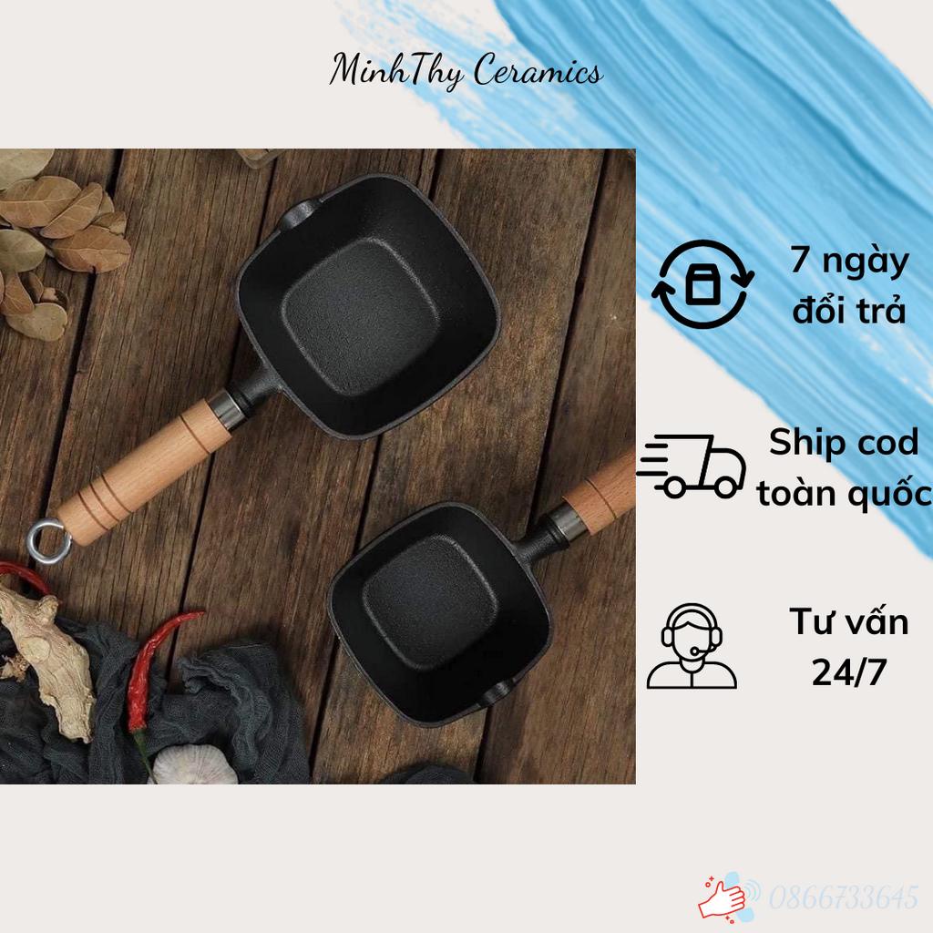Chảo gang sâu lòng, chảo chiên trứng MinhThy Ceramics hình chữ nhật