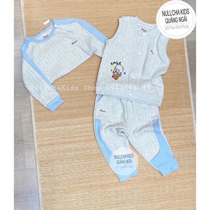 Bộ nỉ nhung cài vai phối màu cho bé trai bé gái xinh ấm