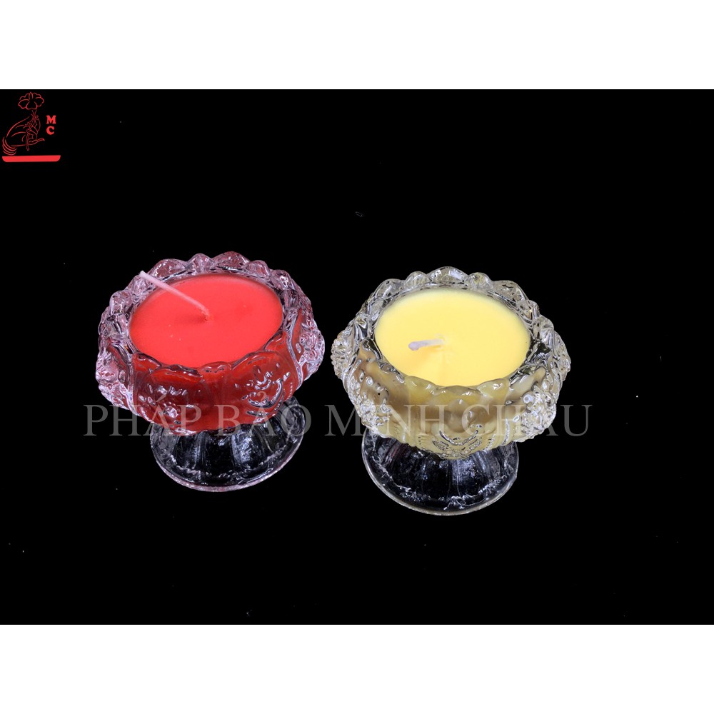 [PHÁP BẢO MINH CHÂU] Cốc Nến 8 Cát Tường (10h) Đỏ - Vàng