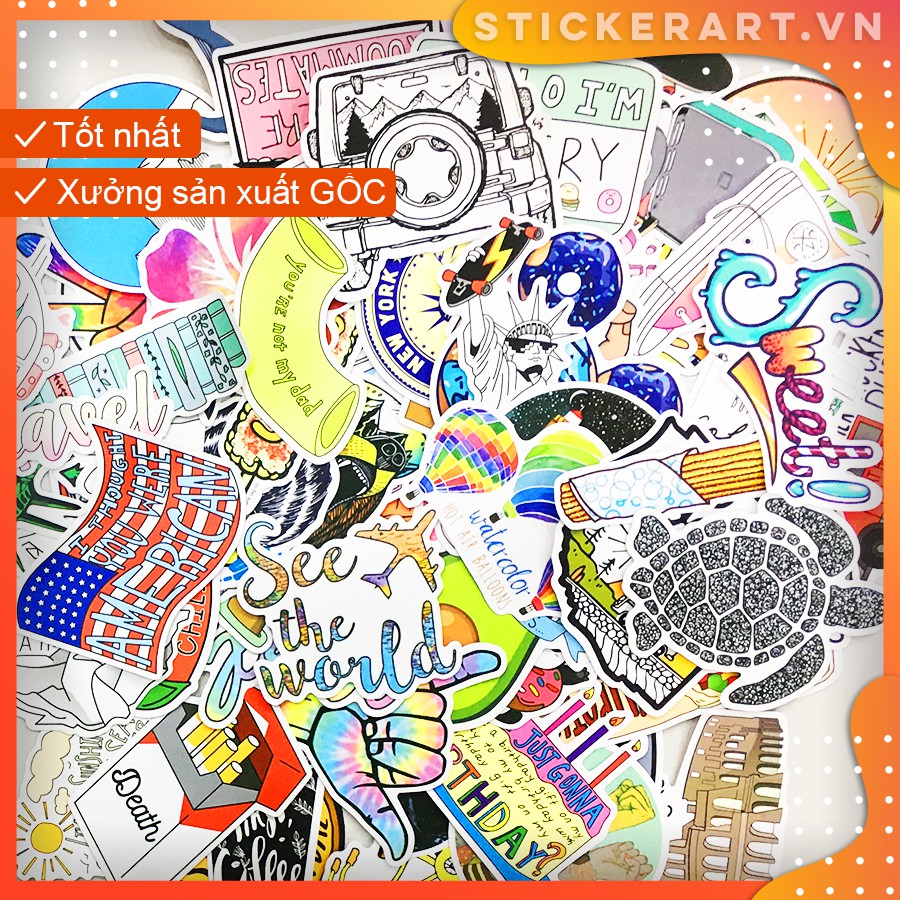 [VSCO #2] 100 Sticker chống nước/dán xe laptop mũ bảo hiểm vali...