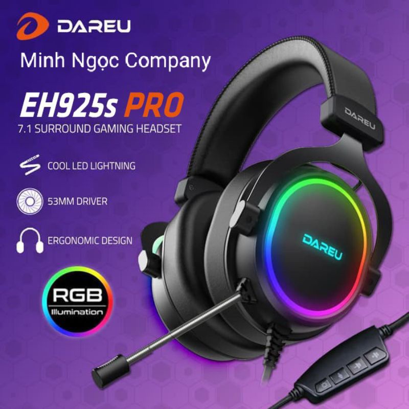 Tai nghe Gaming DAREU EH925 RGB - Giả lập 7.1 - Chính Hãng - Bảo hành 12 tháng