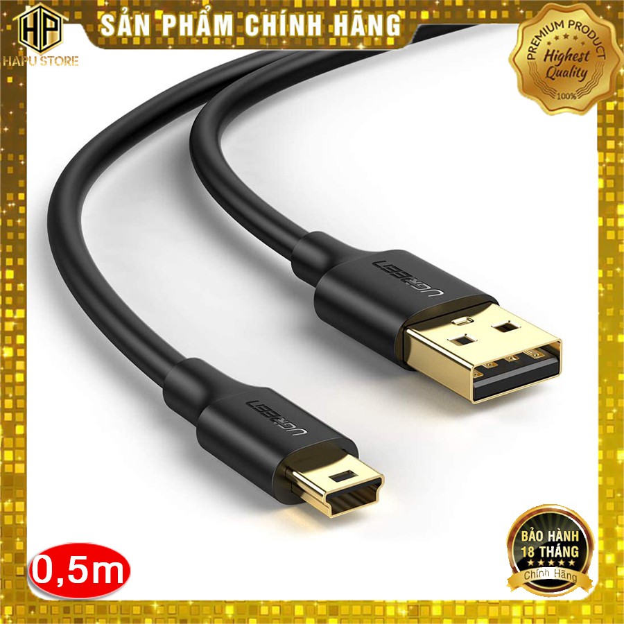 Cáp USB 2.0 to Mini USB Ugreen 10354 dài 0.5M chính hãng - Hapustore