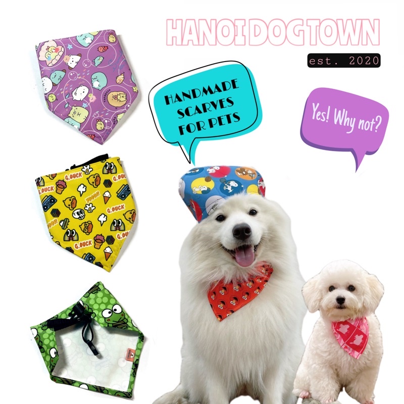 B - KHĂN YẾM HANDMADE CHÓ MÈO CHẤT LIỆU POLYESTER KHÔNG THẤM NƯỚC