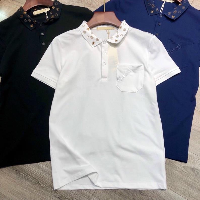 áo thun nam tay ngắn có cổ chất thun cá sấu in chữ gucci thêu ở cổ cực đẹp áo thun nam thuê lô gô quản châu đẹp Đẹp
