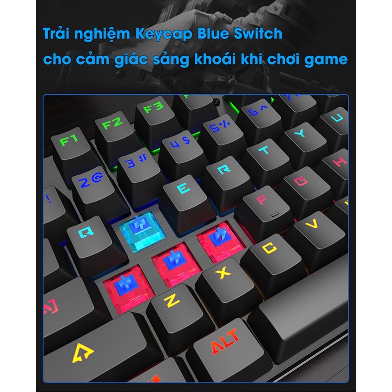 Bàn phím cơ Gaming Leaven K990 - LED RGB - chống nước - chống bụi - Blue Switch