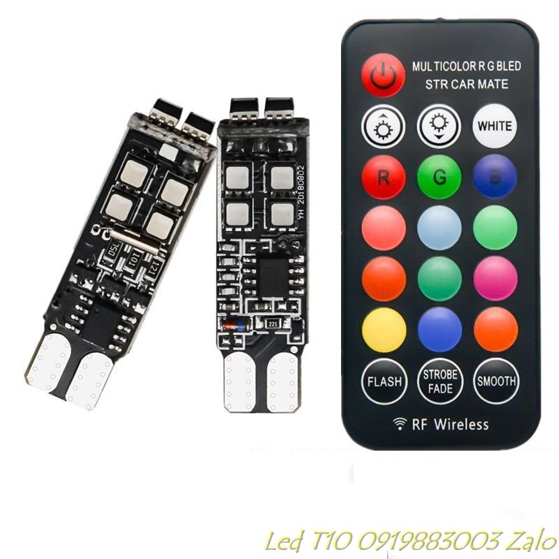 (Loại xịn) Đèn demi REMOTE T10 RGB đèn demi, xi nhan xe máy ô tô