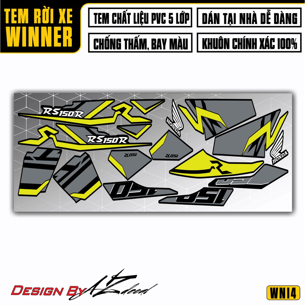 Tem Rời Xe Winner V1 Mẫu RS150R | 2WN14 | Decal Chế Dán Xe Máy Winner 150 Chống Nước, Cắt Khuôn Sẵn Dễ Dán