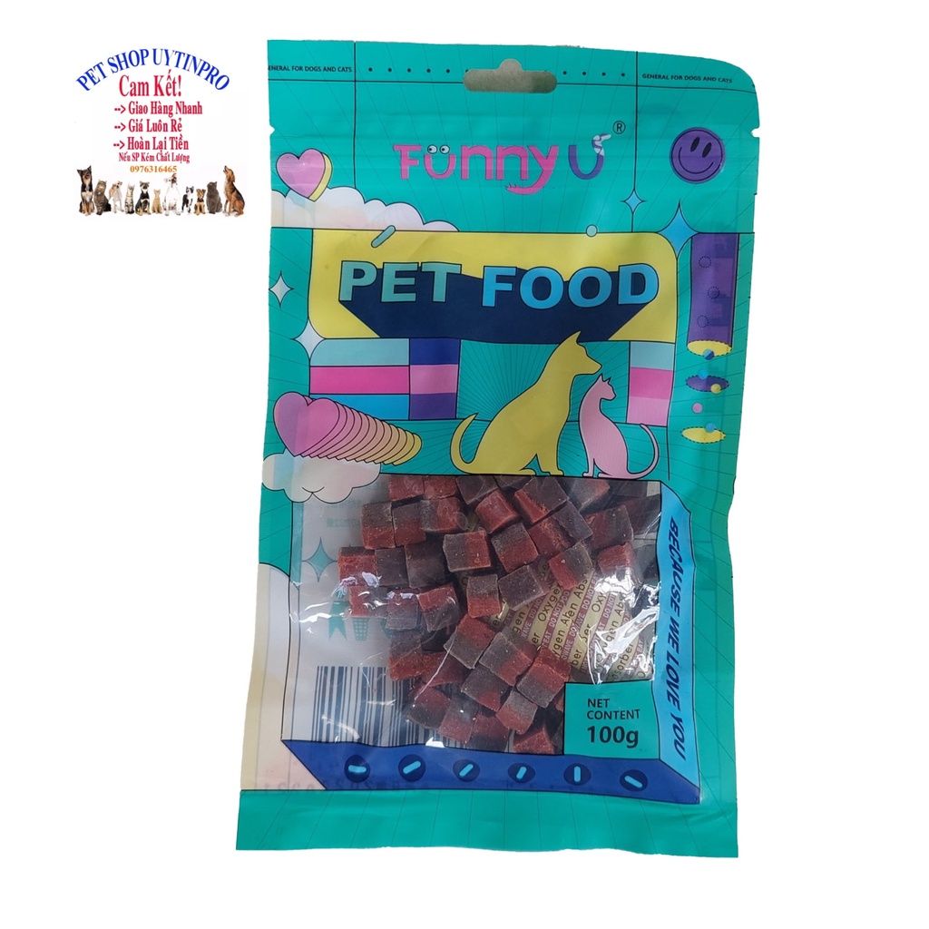 Bánh thưởng cho Chó Mèo dạng viên PET FOOD Funnyu Gói 100g Bổ sung canxi, Thơm miệng, Tốt cho tiêu hóa Thú cưng