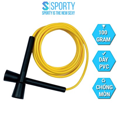 Dây nhảy tốc độ SPORTY TS91, chất liệu PVC chống mòn hỗ trợ giảm mỡ, giảm cân tập thể lực, boxing