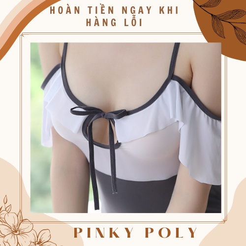 Set Cosplay Cô Thư Kí Trễ Vai - Set váy ngủ cosplay anime PinkyPoly - Hai Màu Đen Xám CP05 | BigBuy360 - bigbuy360.vn