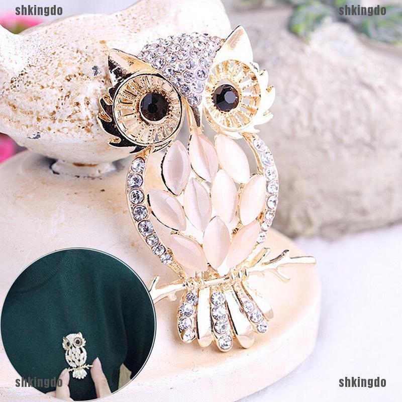 Ghim cài áo hình chim cú đính đá xinh xắn