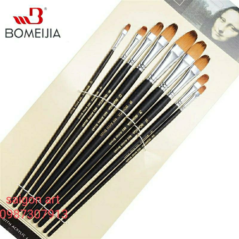 Bộ 9 Cọ VẼ BEMEIJIA 803, TORO GOLDEN SƠN DẦU, ACRYLIC, NƯỚC...