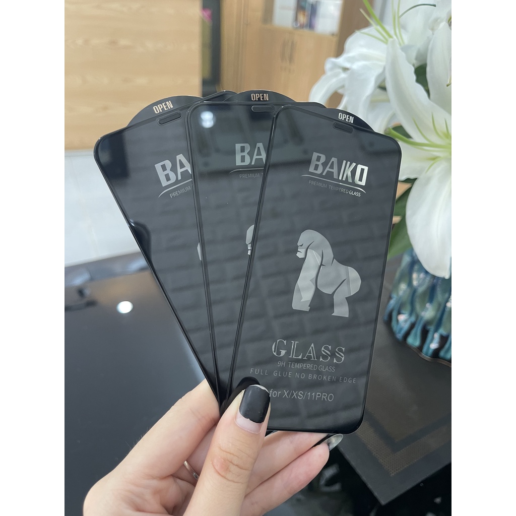 Kính Cường Lực iPhone Chính Hãng BAIKO full màn, siêu cứng chống bụi màng loa cho ip X/XS/11pro/XR/11