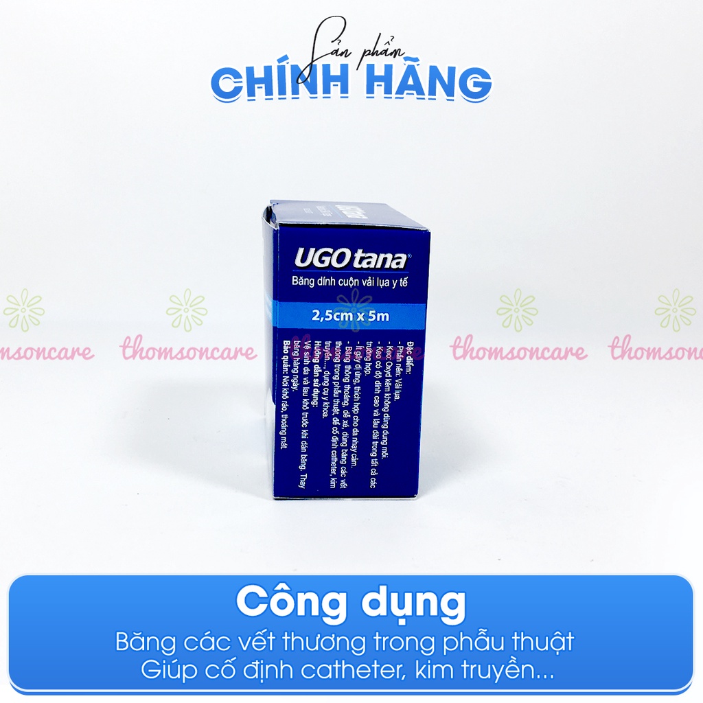 Băng dính vải y tế UGOTANA - bản nhỡ 2,5cm x dài 5m - băng keo mềm sơ cứu vết thương