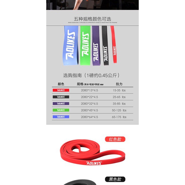 Bộ 6 Dây tập chân mông cao cấp Phụ kiện Aolikes Dây kháng lực miniband đủ size (3601)