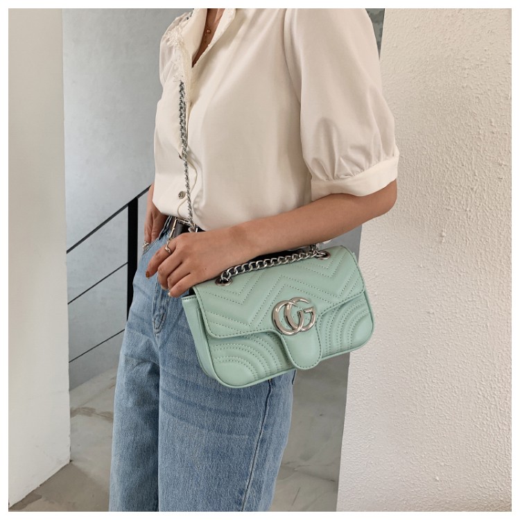 Túi xách GC vuông nữ thêu ren lưới cá tính dây đeo xích sang trọng Ulzzang siêu xinh ❤️